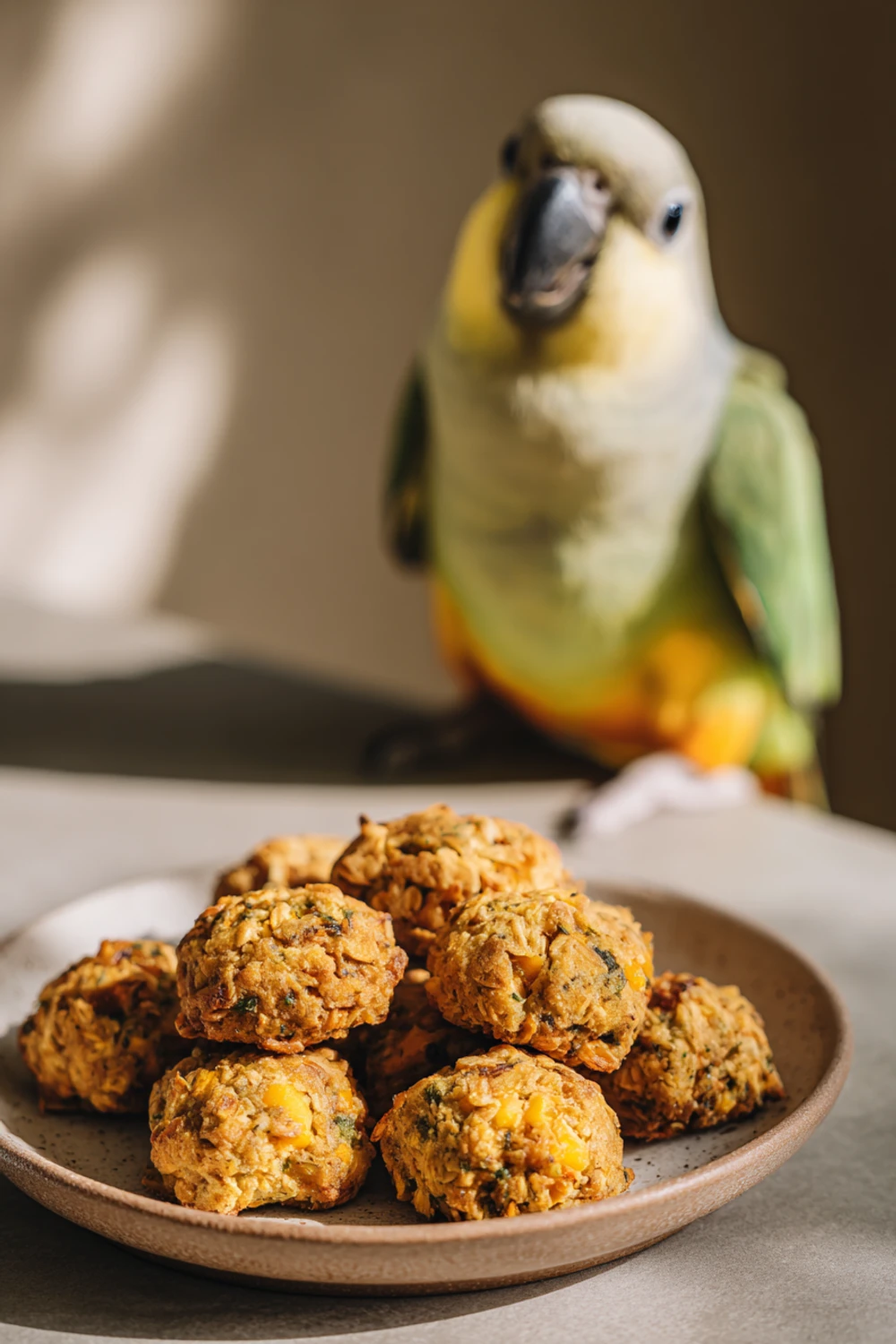Parrot treat recipe with mango and oats for feathers health recipe